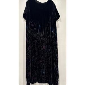 David Dart Floral Velvet Maxi Dress Women’s Plus Size 1X Short Sleeve Holiday